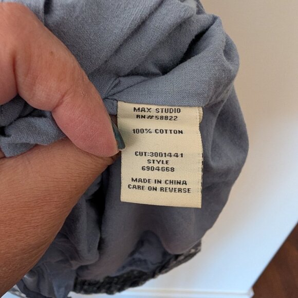 beachlunchlounge Cotton Sleeveless Lined Blue White Chambray Striped Dress M - Picture 4 of 5